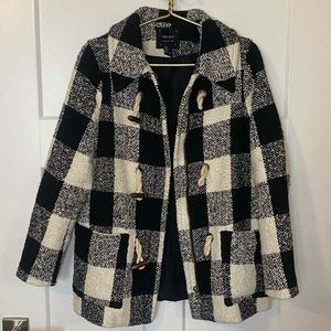 Checkered black and white coat